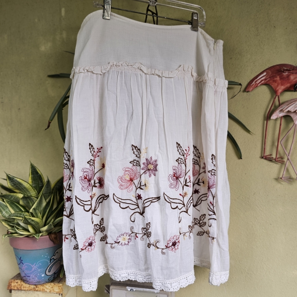 Mid Length A-line Cotton Skirt